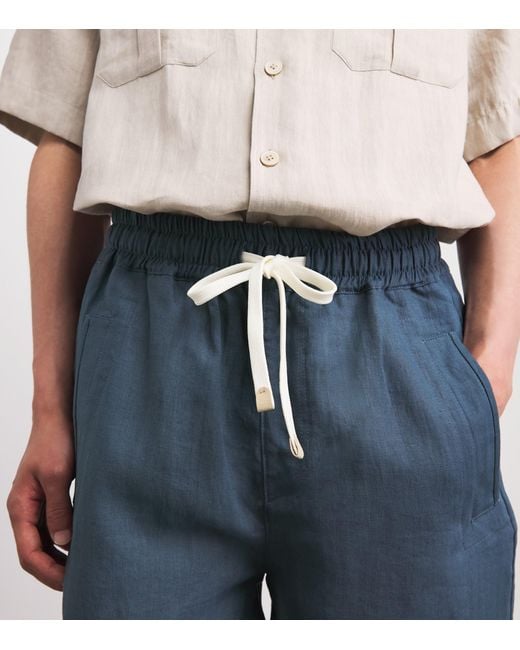 Eleventy Blue Linen Drawstring Bermuda Shorts for men