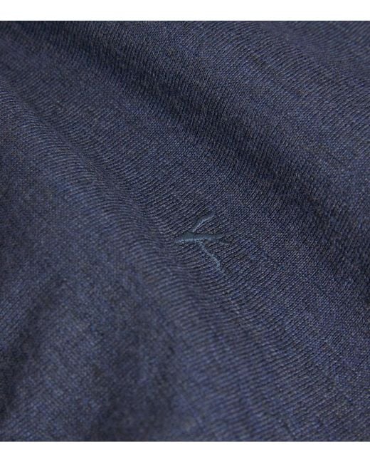 Isaia Blue Wool Crew-Neck Sweater for men