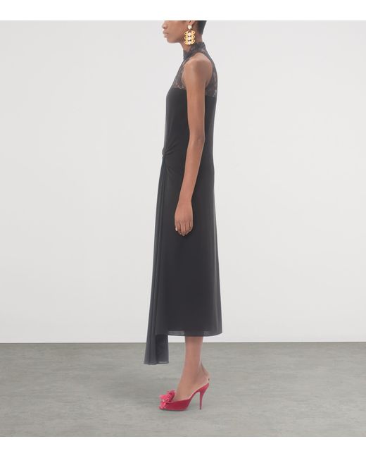 Valentino Black Silk Georgette Midi Dress