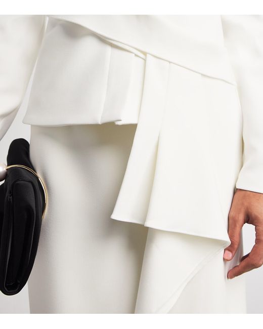 Roland Mouret White Off-The-Shoulder Draped Jacket