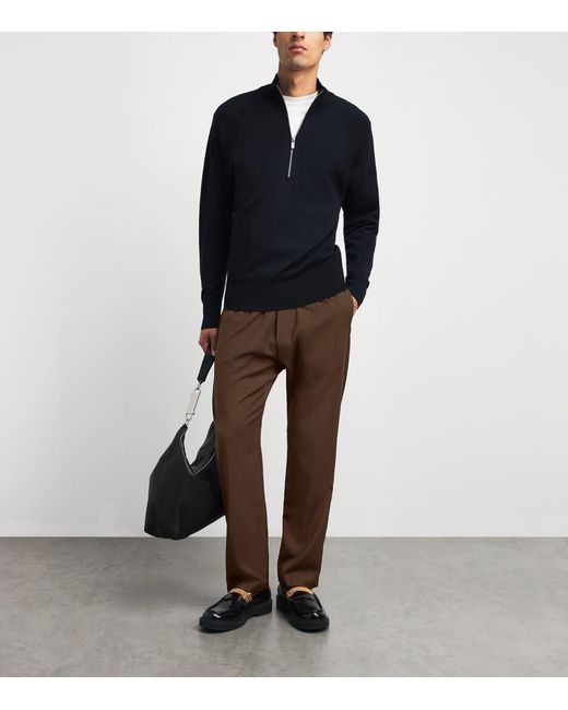 Barena Brown Virgin Wool Elasticated Trousers for men