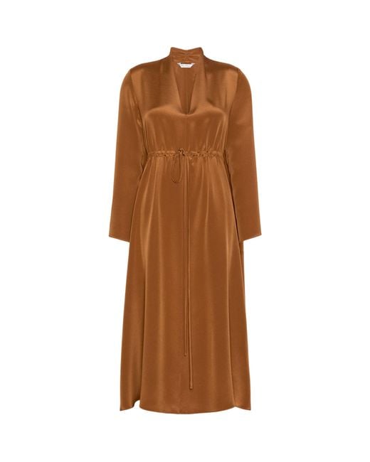 Max Mara Brown Silk Midi Dress