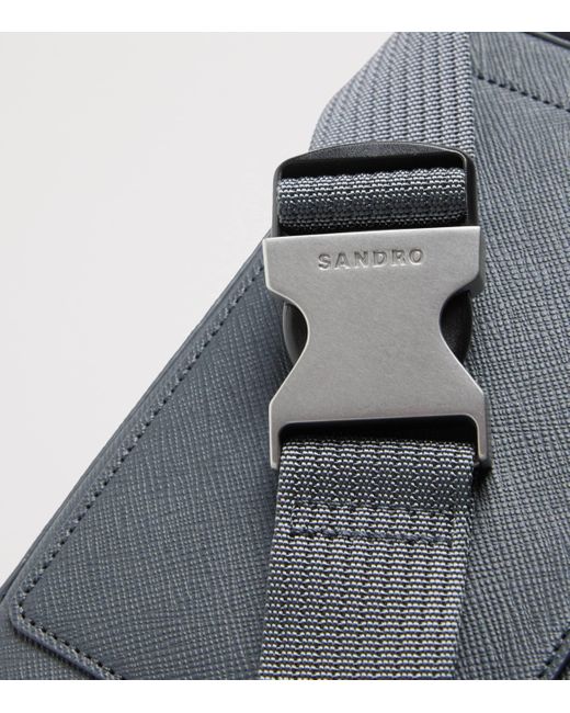 Sandro Gray Recycled Saffiano Leather Cross-Body Bag for men