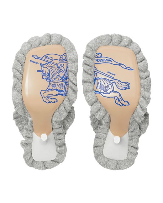 Burberry White Metallic Ruffled Sandals 105