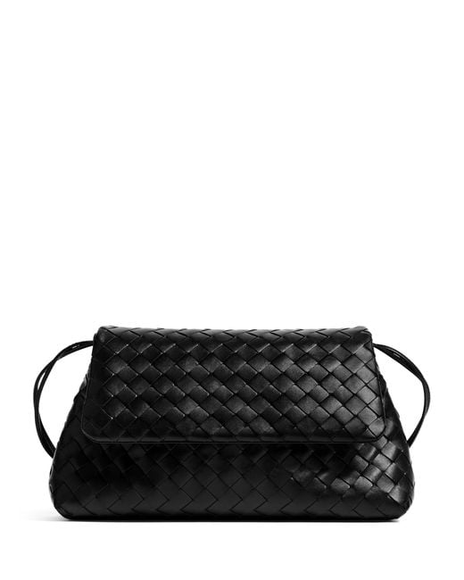 Bottega Veneta Black Leather Giorno Shoulder Bag