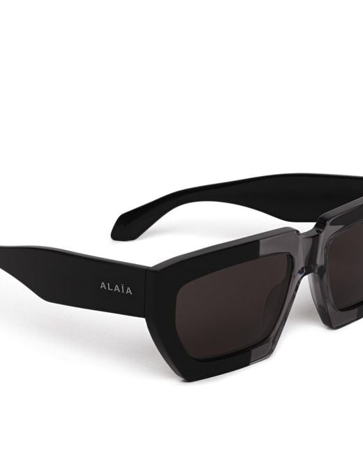 Alaïa Gray Acetate Rectangular Sunglasses