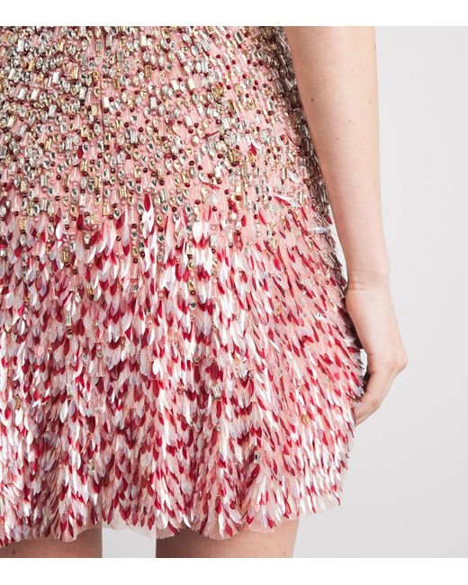 Jenny Packham Red Embellished Nima Mini Dress