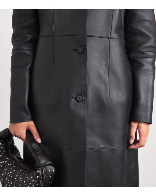 Totême Black Leather Trench Coat