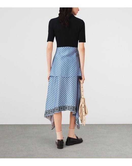 Maje Blue Printed Midi Shirt Dress