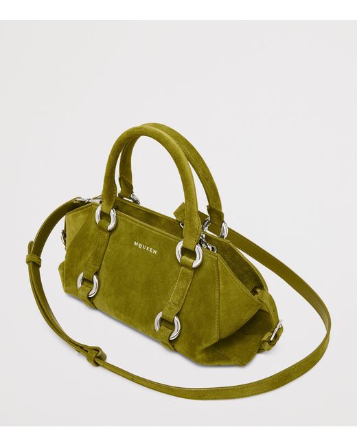 McQueen Green Small Suede Farringdon Top-Handle Bag