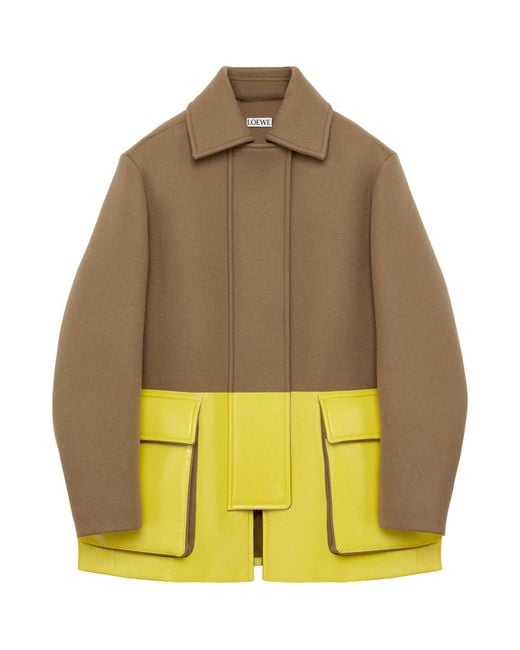 Loewe Yellow Wool-Blend Two-Tone Coat for men