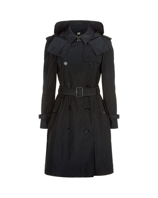 Burberry Amberford Hooded Trench Coat in Black | Lyst