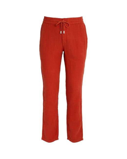 Vilebrequin Red Linen Drawstring Trousers for men