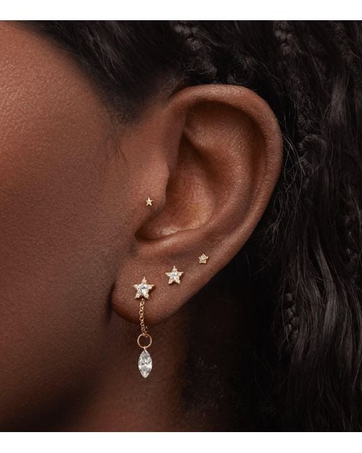 Maria Tash Metallic And Diamond Star Threaded Stud Earring