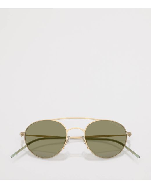Giorgio Armani Green Metal Round Sunglasses for men