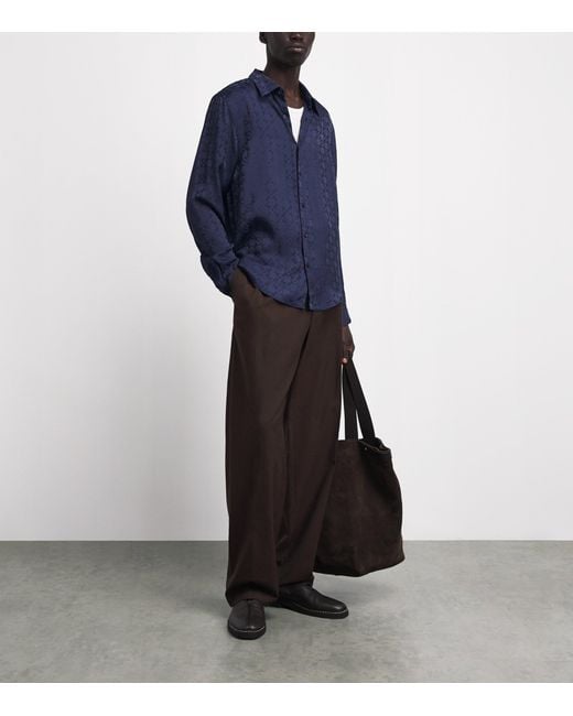 Sandro Blue Jacquard Square Cross Shirt for men