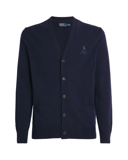 Polo Ralph Lauren Blue Wool Polo Pony Cardigan for men