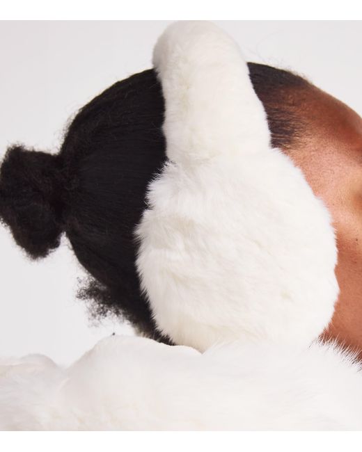 Yves Salomon White Rex Rabbit Fur Earmuffs