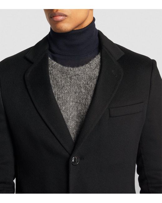 Giorgio Armani Black Cashmere Single-breasted Coat for men
