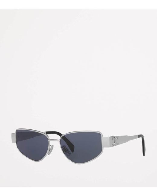 Céline Blue Metal Triomphe Cat Eye Sunglasses
