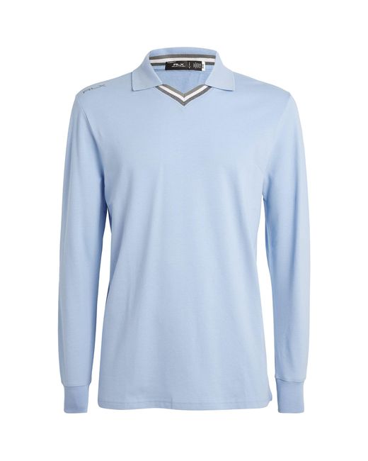 RLX Ralph Lauren Blue Stretch-cotton Long-sleeve Polo Shirt for men