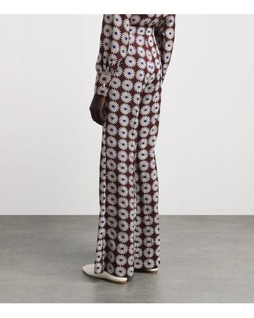 Sandro Brown Floral Print Flared Trousers