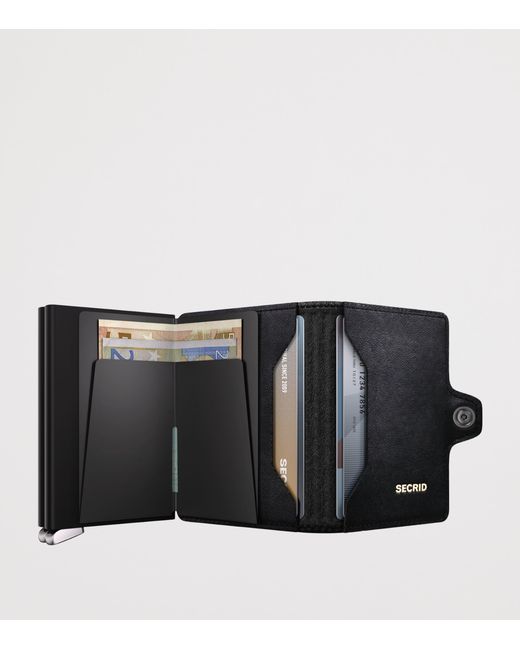 Secrid Black Embossed Leather Lines Twinwallet for men