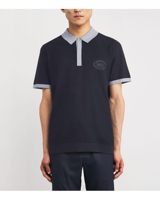 Boss Blue Stretch Cotton Piqué Club Polo Shirt for men