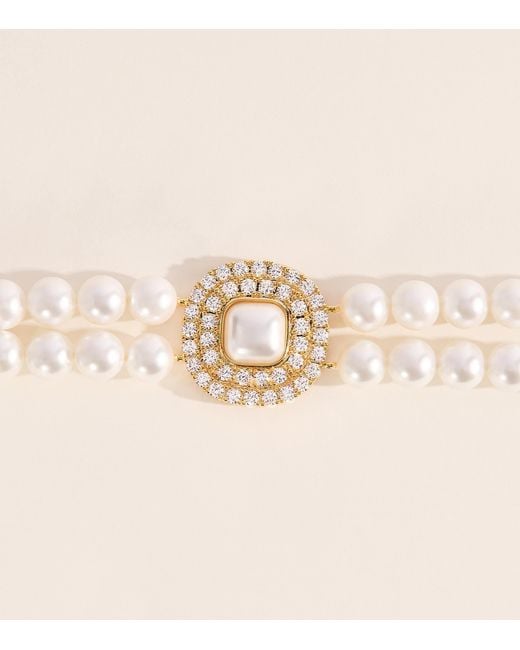 Self-Portrait Natural Crystal And Faux Pearl Choker