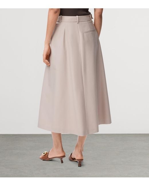 Loewe Pink Cotton-Silk Draped Midi Skirt