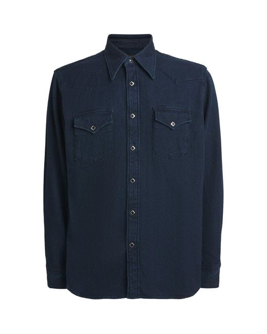Kapital Blue Cotton Woven Overshirt for men