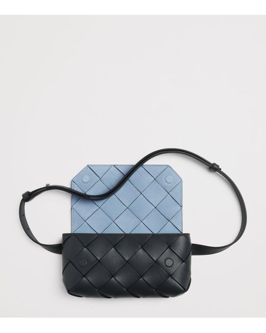 Bottega Veneta Black Leather Intreccio Diago Belt Bag for men