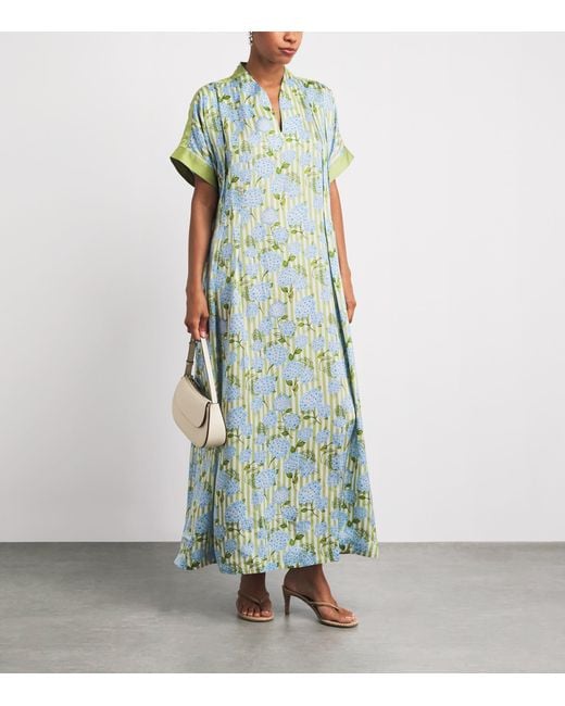 VERANDAH Green Hydrangea Maxi Dress