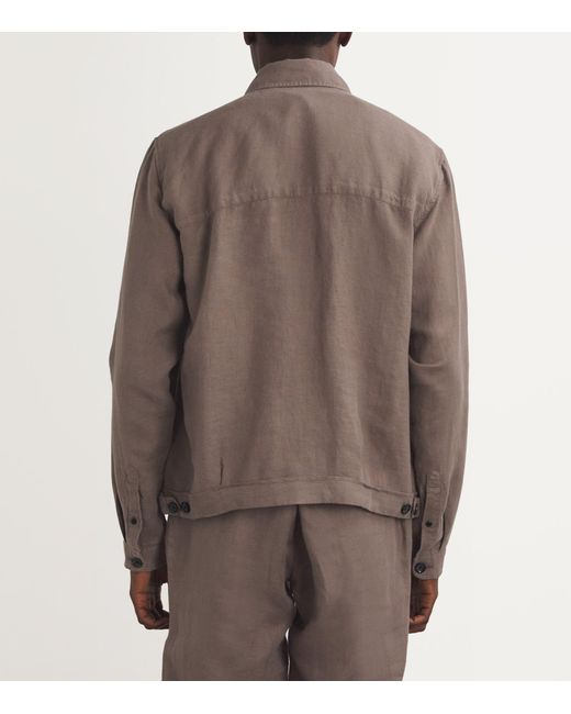 Oliver Spencer Brown Linen Milford Shirt-jacket for men