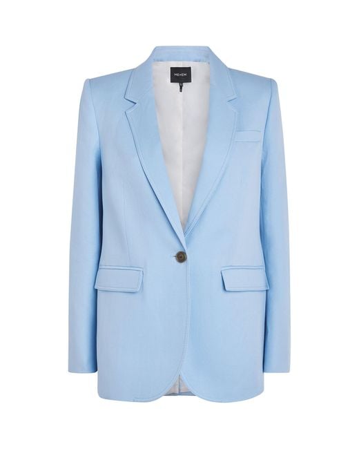 ME+EM Blue Sharp Shoulder Blazer