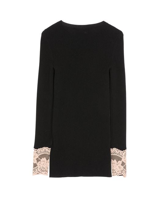 Valentino Black Cashmere-Lace Sweater