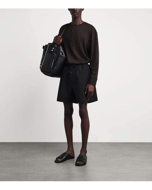 Studio Nicholson Black Wool Henley T-Shirt for men