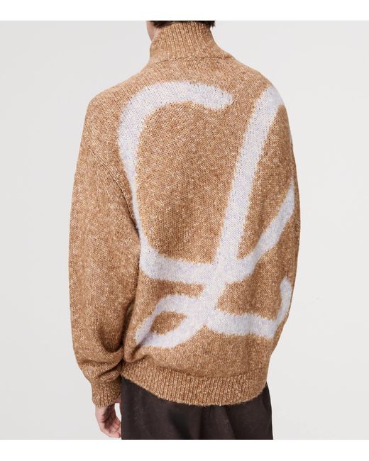 Loewe Brown Jacquard Anagram Zip-Up Relaxed Cardigan for men