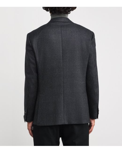 Corneliani Blue Virgin Wool Check Blazer for men