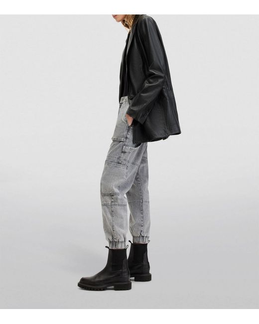 AllSaints Gray High-rise Cargo Trousers