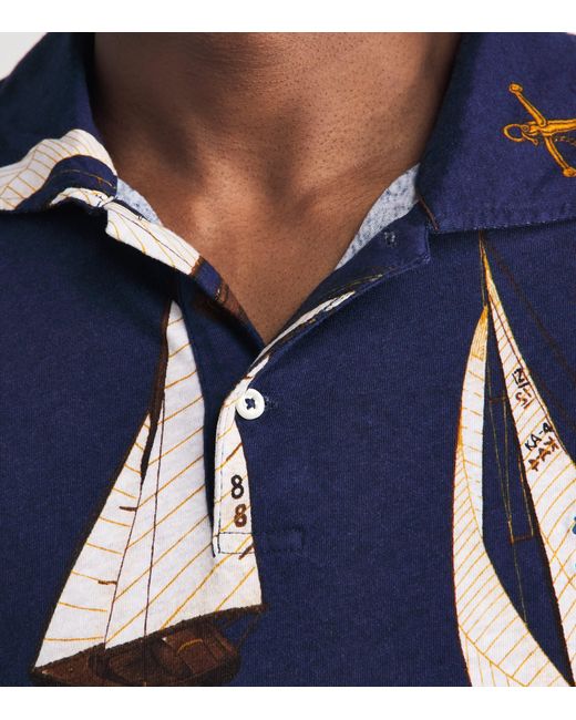 Polo Ralph Lauren Blue Linen-Cotton Sailboat Polo Shirt for men