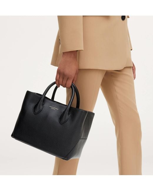 Aspinal Black Midi Leather London Tote Bag