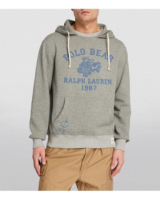 Polo Ralph Lauren Fleece Polo Bear Hoodie in Grey for Men