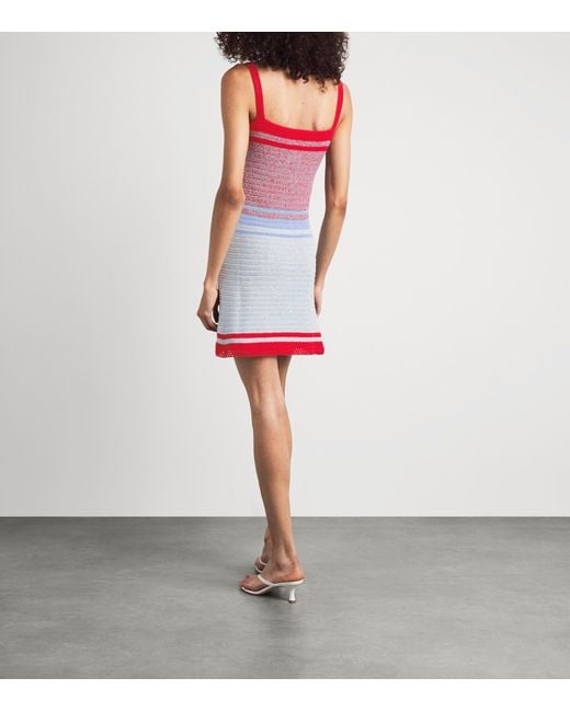 Escvdo Red Knitted Plumar Mini Dress