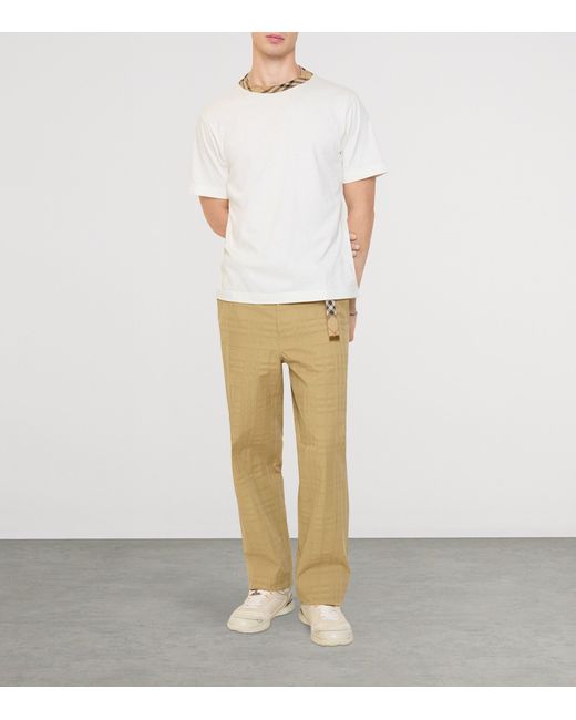 Burberry Natural Cotton Check Trousers for men
