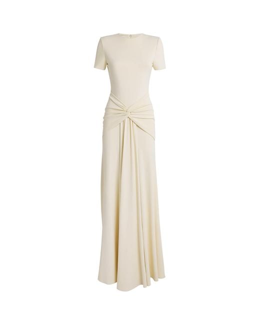 Roland Mouret Natural Jersey Draped Waterfall Maxi Dress