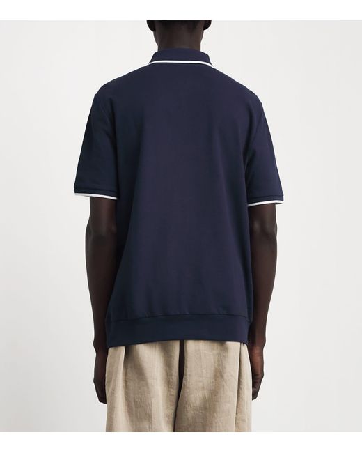 Polo Ralph Lauren Blue Stretch-Cotton Zip-Up Polo Shirt for men