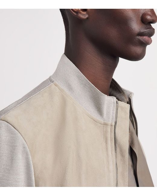 Corneliani Natural Stretch-Silk Suede-Front Bomber Jacket for men