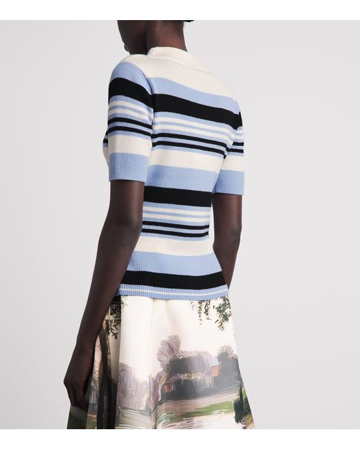 Emilia Wickstead Blue Merino Wool Stripe Toma Sweater