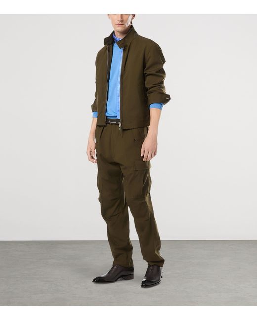 Tom Ford Green Wool-Cashmere-Silk Bomber Jacket for men